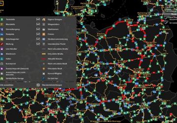 Карта на весь экранверсия 1.0 для Euro Truck Simulator 2 (v1.43.x)