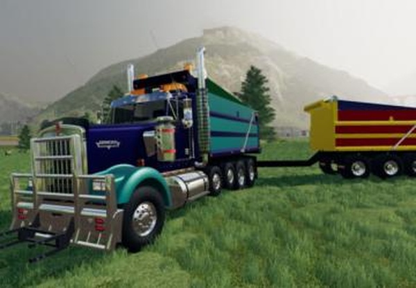 Kenworth W900 Dump Truck & Trailerверсия 1.0 для Farming Simulator 2019 (v1.7x)