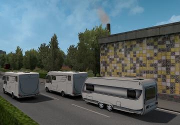 Camper with Caravan Trailerверсия 1.1 для Euro Truck Simulator 2 (v1.40.x, - 1.43.x)