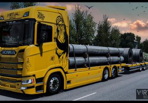 Scania NG Tandem Flatbedверсия 1.0 для Euro Truck Simulator 2 (v1.40.x, 1.41.x)