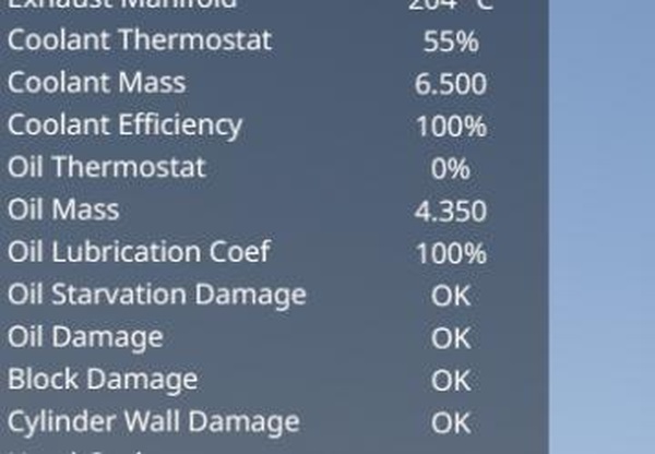 Engine Thermal Infoверсия 1 для BeamNG.drive (v0.38.x)