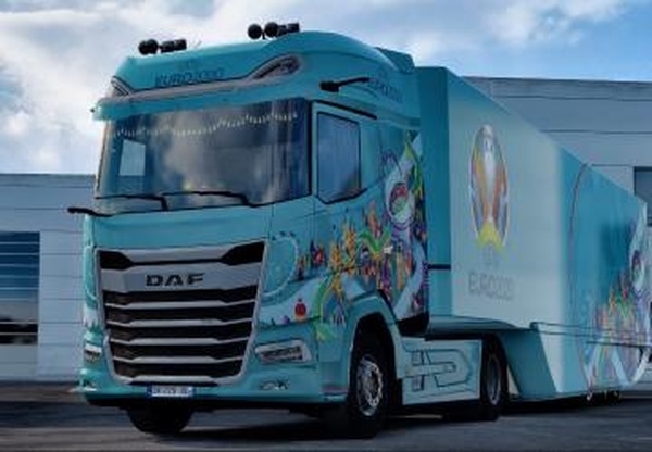 Скин Euro 2020 для DAF 2021 и AeroDynamic Trailerv1.0 для Euro Truck Simulator 2 (v1.40.x, 1.41.x)