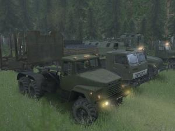 Камаз-4410, Краз-255Д/260Д, Урал-4420 с активными прицепамиv01.03.17 для SpinTires (v03.03.16)