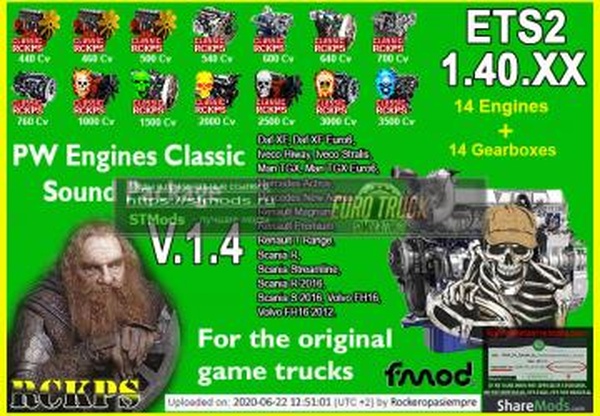 Классический набор звуковверсия 1.4 для Euro Truck Simulator 2 (v1.40.x)