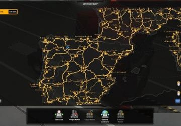 Профиль с 100% расследованной картой + DLC Iberiav1.0 для Euro Truck Simulator 2 (v1.40.x, - 1.43.x)