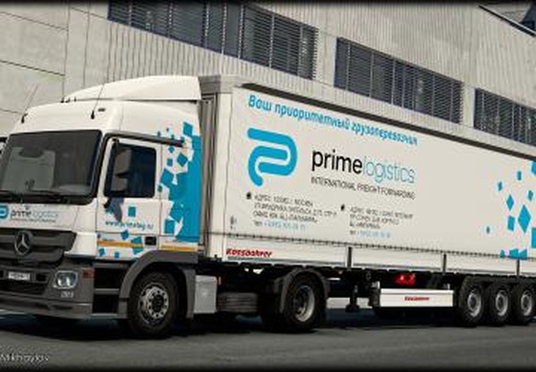 Комбо скин Prime Logistics для Mercedes Actros MP3v1.0 для Euro Truck Simulator 2 (v1.40.x)