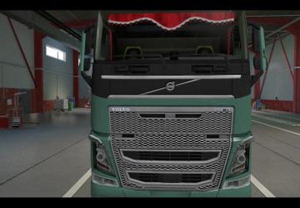 Красная штора для Volvo FH 2012версия 1.0 для Euro Truck Simulator 2 (v1.39.x, 1.40.x)