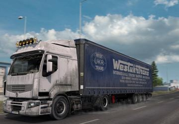 Грязный скин для Renault Premium + текстуры грязи шасси и баковv1.0 для Euro Truck Simulator 2 (v1.38.x, - 1.40.x)