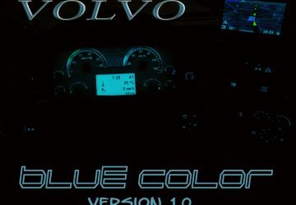 Синяя подсветка приборки для Volvo FH16 2009v1.0 для Euro Truck Simulator 2 (v1.39.x, 1.40.x)