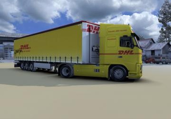 Комбо скин пак «DHL» для Volvo FH 2009  и  прицепа.v1.0 для Euro Truck Simulator 2 (v1.38.x, 1.39.x)