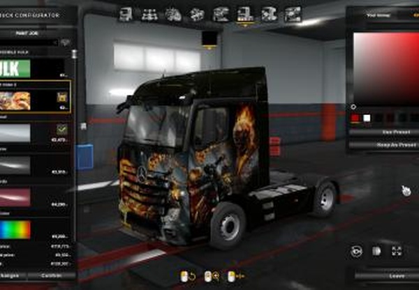 Скин Ghost Rider 2 для Mercedes Actros MP4v1.0 для Euro Truck Simulator 2 (v1.35.x, 1.36.x)