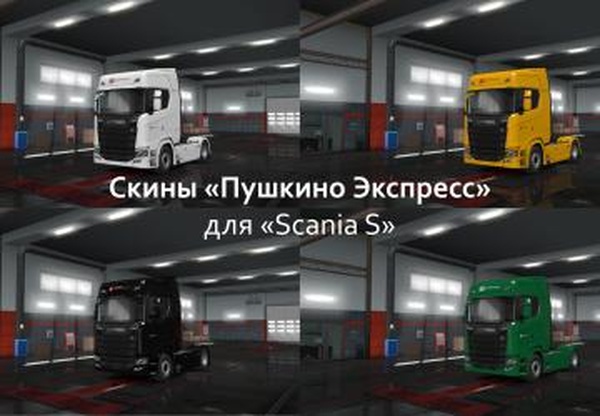 Скины «Пушкино Экспресс» для Scania Sверсия 1.0 для Euro Truck Simulator 2 (v1.35.x, - 1.41.x)