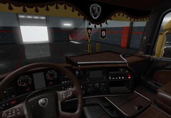 Черно-коричневый салон для Сканияверсия 4.0 для Euro Truck Simulator 2 (v1.35.x, 1.36.x)