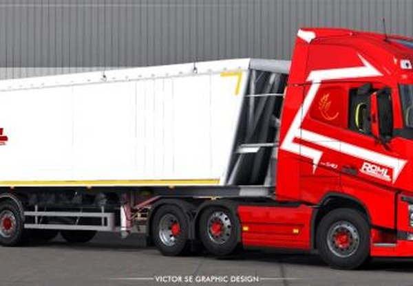 Скинпак «ROML Cargo» для Volvo FH16 2012 и прицепа Bodex KIS 3v1.0 для Euro Truck Simulator 2 (v1.35.x, - 1.43.x)