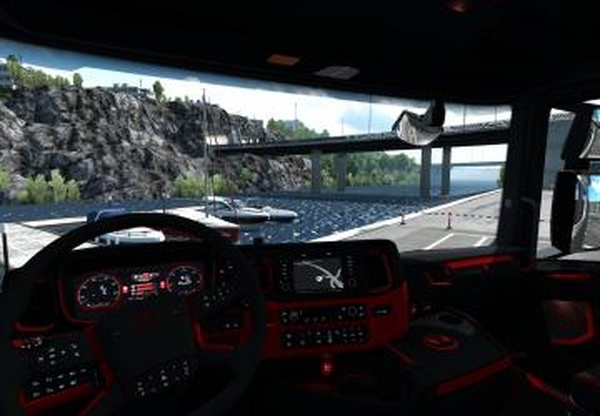 Scania S&R CMI Black & Red Interiorверсия 1.0 для Euro Truck Simulator 2 (v1.35.x, 1.36.x)