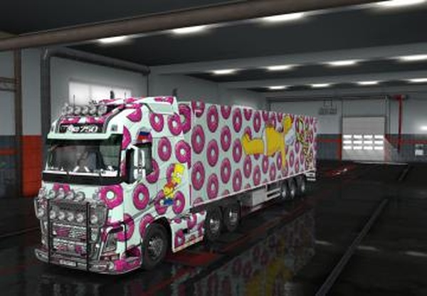 Скин пак на Volvo FH и прицеп в стиле «The simpsons»v1.0 для Euro Truck Simulator 2 (v1.35.x, - 1.42.x)