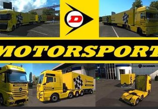 Скинпак «Dunlop Motorsport» для грузовиков и своего прицепаv1.0 для Euro Truck Simulator 2 (v1.32.x, - 1.35.x)