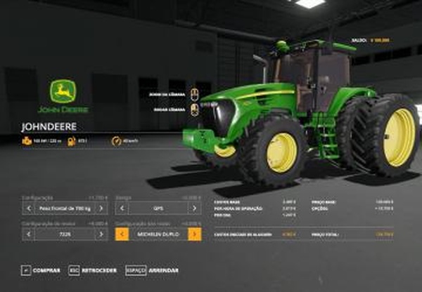 John Deere 7jверсия 1.0 для Farming Simulator 2019 (v1.5.1.0)