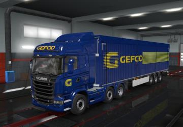 Скин Gefco для Scania Streamline и прицепаv1.0 для Euro Truck Simulator 2 (v1.35.x)