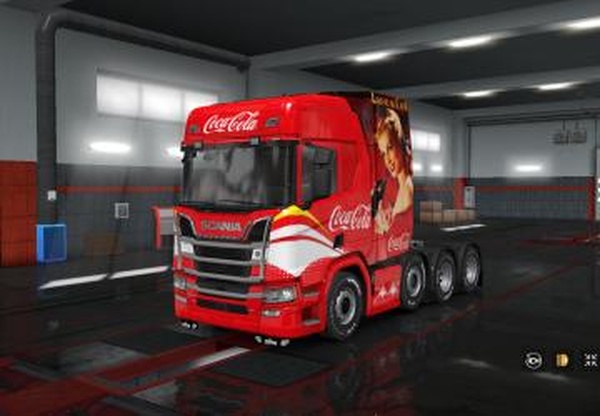Скин «Coca Cola» для Scania R&S 2016 и своего прицепаv1.0 для Euro Truck Simulator 2 (v1.32.x, - 1.35.x)