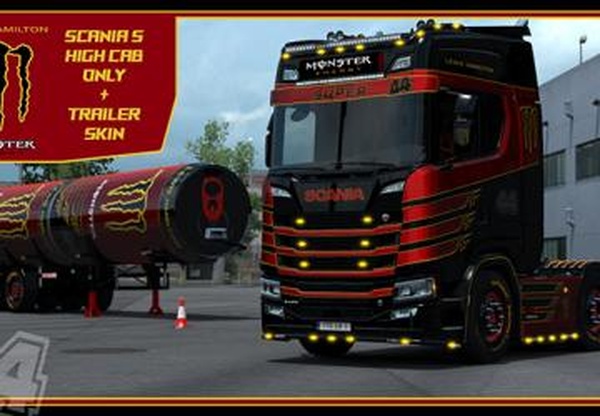 Monster 44 Energy Skins (Lewis Hamilton)v1.0 для Euro Truck Simulator 2 (v1.35.x)