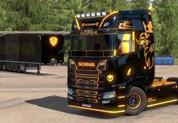 Скин Golden Griffin для Scania S и прицепаv1.0 для Euro Truck Simulator 2 (v1.34.x)