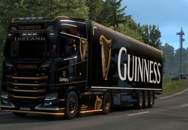 Скинпак «Guinness» для своего прицепа и Scania S&R 2016v1.0 для Euro Truck Simulator 2 (v1.32.x, - 1.35.x)