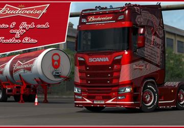 Скинпак «Budweiser»версия 1.0 для Euro Truck Simulator 2 (v1.35.x)