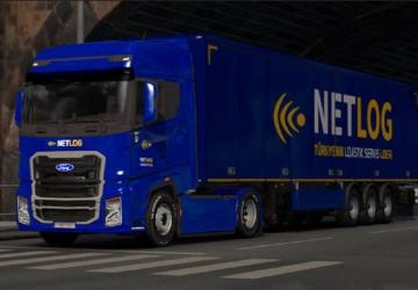 Скин «Netlog» для своего прицепа и Ford F-MAX 500v1.0 для Euro Truck Simulator 2 (v1.32.x, - 1.34.x)