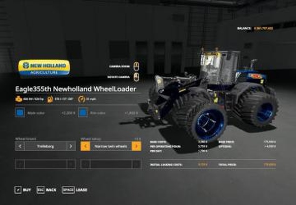 Eagle355th New Holland WheelLoaderверсия 1.0.0.0 для Farming Simulator 2019 (v1.5.x)