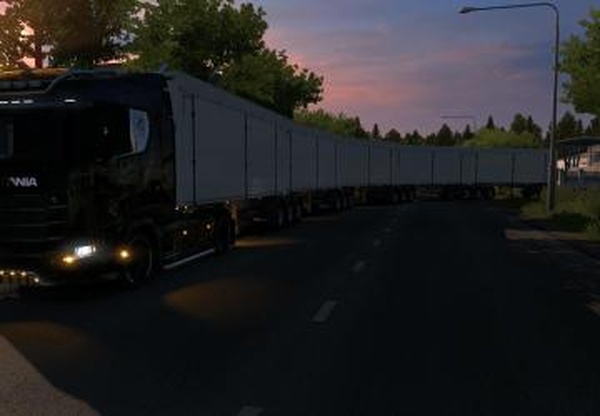 Дорожный поезд с стоковых прицеповверсия 1.0 для Euro Truck Simulator 2 (v1.33.x, 1.34.x)