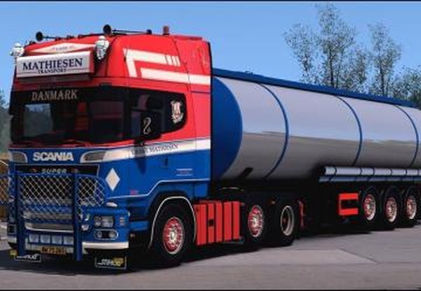 Scania R580 Mathiesen transport+ Cistern Trailerv3.0 для Euro Truck Simulator 2 (v1.32.x, - 1.34.x)