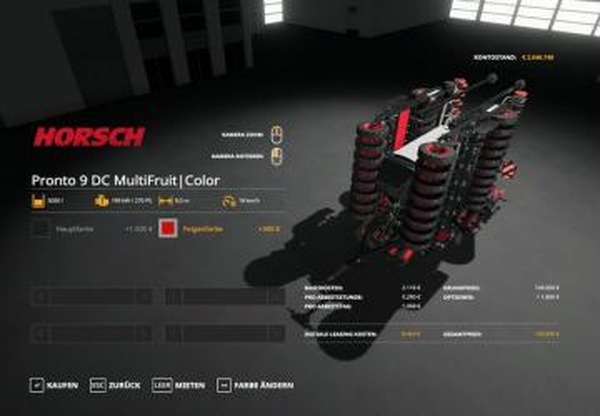 Horsch Pronto 9DC MultiFruit MultiColorверсия 1.3 для Farming Simulator 2019 (v1.5.1.0)