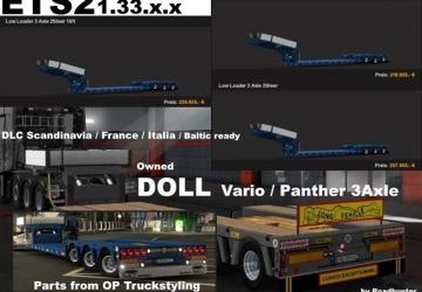 Doll 3 Axle Owned Trailerверсия 7.5 для Euro Truck Simulator 2 (v1.32.x, 1.33.x)