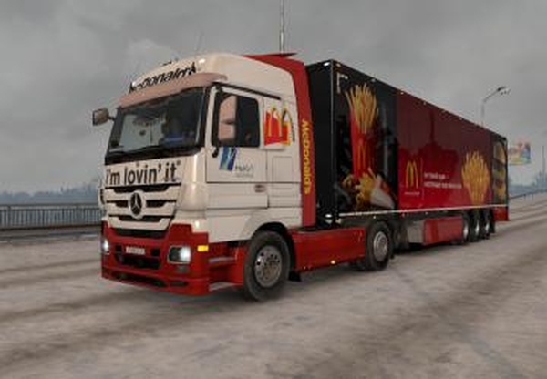 Комбо скин пак «McDonal’s» для Mercedes Actrosv1.0 для Euro Truck Simulator 2 (v1.32.x, 1.33.x)