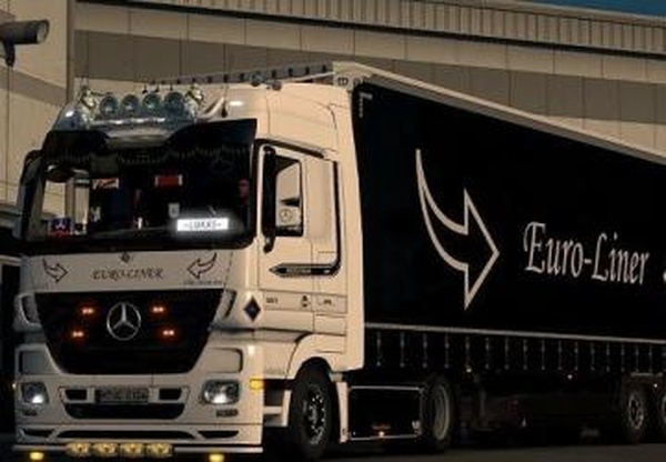 Скин «Euro-Liner» для Krone MegaLiner 2017 и Mercedes Actros MP3v1.0 для Euro Truck Simulator 2 (v1.32.x, - 1.39.x)