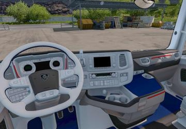 White Blue Interior for Scania S&Rверсия 1.0 для Euro Truck Simulator 2 (v1.33.x)