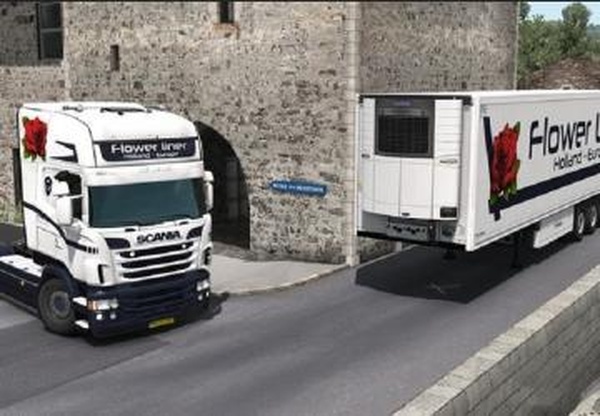 Cкин «Flower Liner» для Krone и Scania RJLv1.0 для Euro Truck Simulator 2 (v1.32.x, 1.33.x)