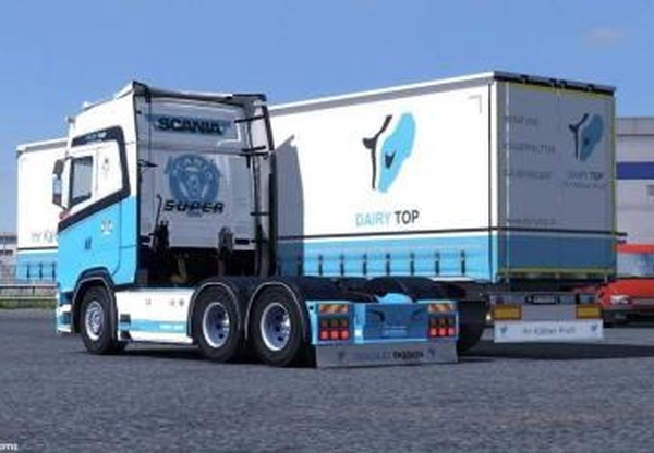 Cкин «Dairy Top» для прицепа Krone и Scania S 2016v1.0 для Euro Truck Simulator 2 (v1.32.x, 1.33.x)