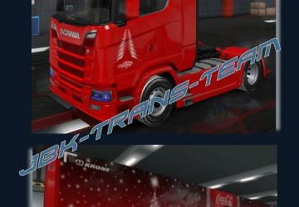 Скин «Christmas Coca Cola» для прицепа Krone и Scania S 2016v1.0 для Euro Truck Simulator 2 (v1.32.x, 1.33.x)