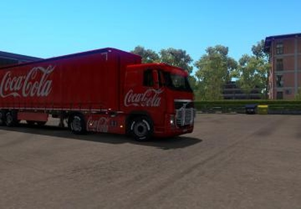 Скин «Coca Cola» для прицепа и Volvo FH16v1.0 для Euro Truck Simulator 2 (v1.32.x, 1.33.x)