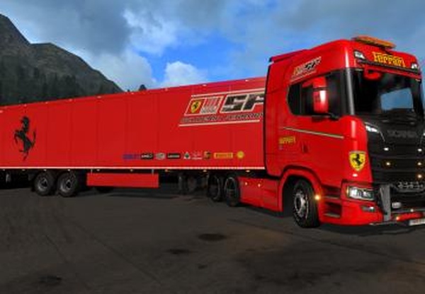 Скин пак «Ferrari» для грузовиков и своего прицепаv1.0 для Euro Truck Simulator 2 (v1.32.x)