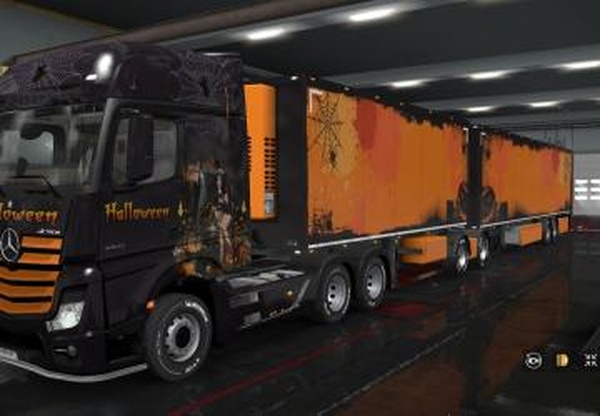 Скин пак «Halloween» для  прицепа Krone и Mercedes Actros MP4v1.0 для Euro Truck Simulator 2 (v1.32.x)