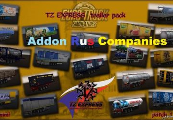 Аддон «Прицепы TZ-Trailers в русских компаниях»v1.0 для Euro Truck Simulator 2 (v1.32.x)