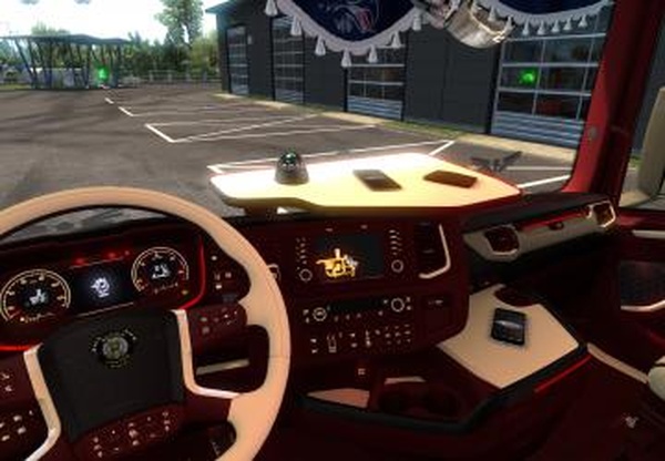 Интерьер для Scania S Red Creamверсия 1.0 для Euro Truck Simulator 2 (v1.32.x)
