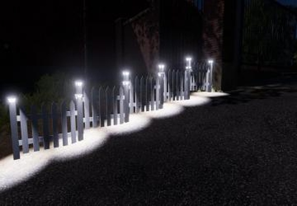 White Placeable Fences With Lightsверсия 2.0 для Farming Simulator 2019 (v1.4х)