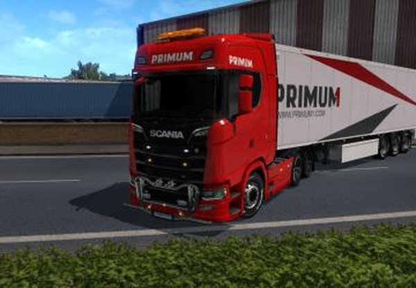 Cкин «Primum» для своего прицепа + скин для Scania R2016v1.0 для Euro Truck Simulator 2 (v1.32.x)