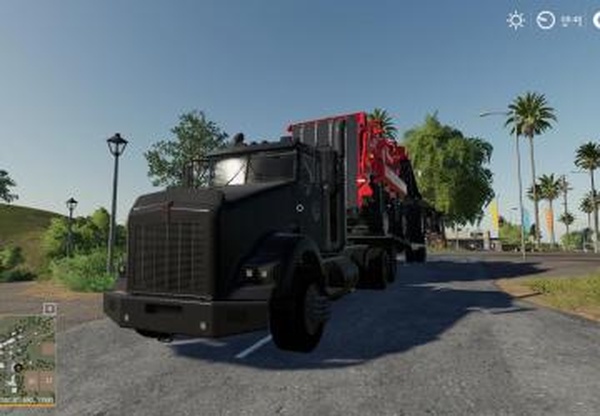 KENWORTH T800 + LOWBED TRAILERверсия 1.0 для Farming Simulator 2019 (v1.4.1.0)