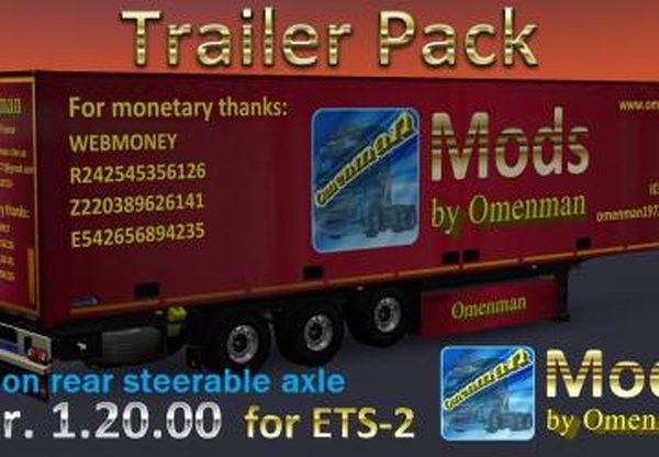 Addon Rear Steerable Axle for Trailer Pack 1.20.00v1.0 для Euro Truck Simulator 2 (v1.31.x)