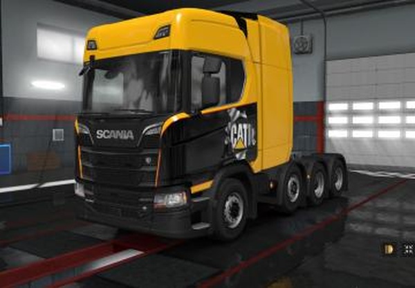 Скин Caterpillar для Scania S&R Next Gen  8x4v1.0 для Euro Truck Simulator 2 (v1.31.x)